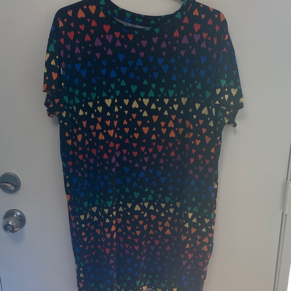 Black Midi Skirt with Rainbow Heart Print
